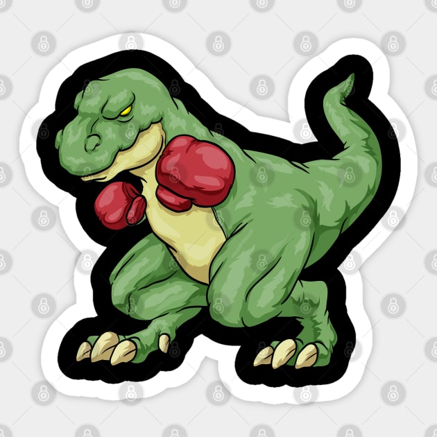 Funny dinosaur as a boxer Sticker by Markus Schnabel